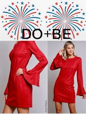 DO+BE Faux Suede Flare Sleeve Mini Dress (M)